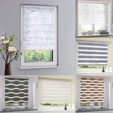 Doppelrollo Muster Holz Welle Easyfix Vario ohne Bohren Seitenzug Klemmfix Rollo