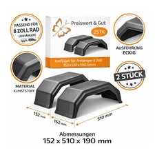 2x Kotflügel Anhänger 8 Zoll