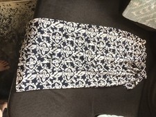 Maxi Rock gr.34 dunkelblau beige wickeloptik ethno mit Schleife gemustert Top