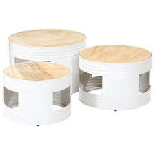 Stehtische Trommelform 3 Stück massives Rauholz Mango