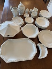 Komplettservice Tafel & Kaffee, Rosenthal Maria weiß Goldlinie, 58tlg, 6 Pers