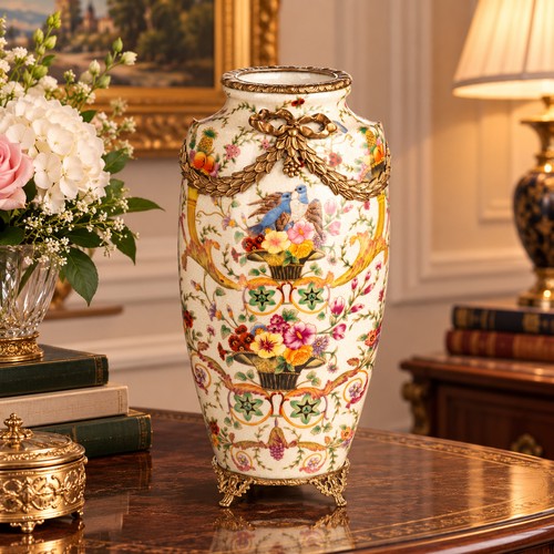 Porzellanvase mit bronze - mit,