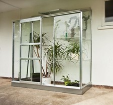 Halls Gewächshaus Altan 1,3 m² Alu 3 mm Blankglas Anlehngewächshaus