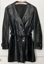 Ledermantel schwarz 70er - ledermantel, schwarz,