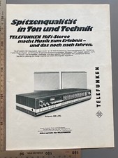 Telefunken HiFi Stereo opus studio Original 1971 Vintage Advert Werbung Reklame