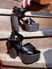 Sexy Extrem Plateau Sandaletten High Heels Peep Toe Blockabsatz Clubwear Schuhe 