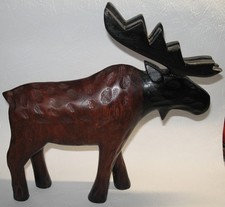 Große Elch-Figur mit aufgesetztem Geweih aus Holz – tolle Holzarbeit – Höhe ca.: