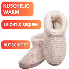 Damen Hausschuhe Hüttenschuhe Hausstiefel Kuschelig Warm für Winter Haussandalen
