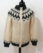 Damen Island Norweger Strickjacke Grösse S Schurwolle Handarbeit S043