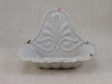 Alte hübsche Seifenschale Email  Emaille  zum Aufhängen  weiß shabby