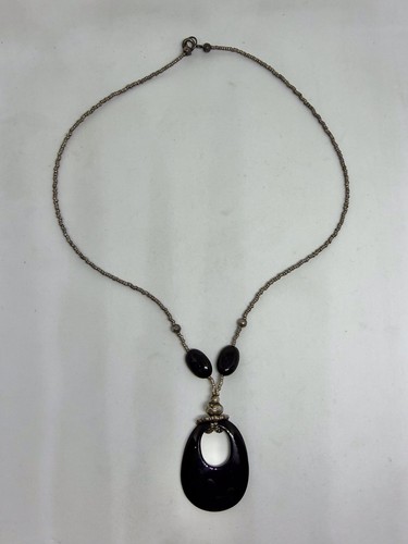Zarte kette mit großem onyx - mit,