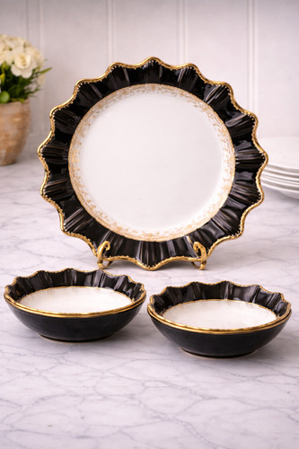 Schwarz gold geschirrset - gold,