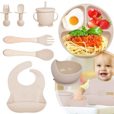 Kindergeschirr Baby-Teller,8-teiliges Baby Geschirrset,Kinderteller mit Saugnapf
