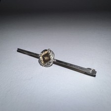 Antike Jugendstil Brosche 830 Silber – Lang Mit Goldener Verzierung - um 1900