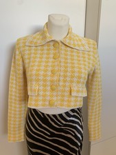 NEU Jäckchen Bolero Jäckchen Cropped Hahnentritt Gelb Weiß S 36 M Strick ZARA
