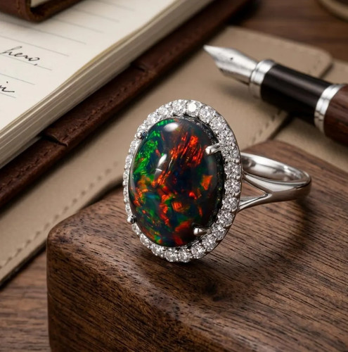 Echter schwarzopal ring - echter,