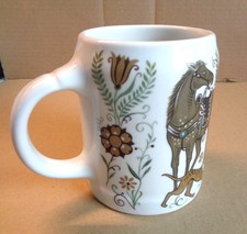 Bierkrug Porzellan, farbiges Jagdmotiv  (#81)