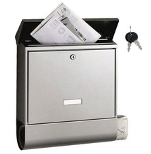 Burgwächter Silber Edelstahl Briefkasten Wandmontage mit Zeitungsrolle 2 Schlüss