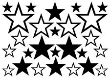 STERNE AUFKLEBER Schwarz Sticker Stars Deko Auto Fahrzeug Motorrad Stern Black 