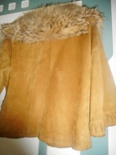 Echt Leder Oberteil Wildleder Gefüttert Reißverschluss Getragen Ohne Echtpelz