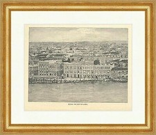 Havanna, vom Hafen aus gesehen Kuba Insel Meer Schiffe Städte Holzstich E 3021