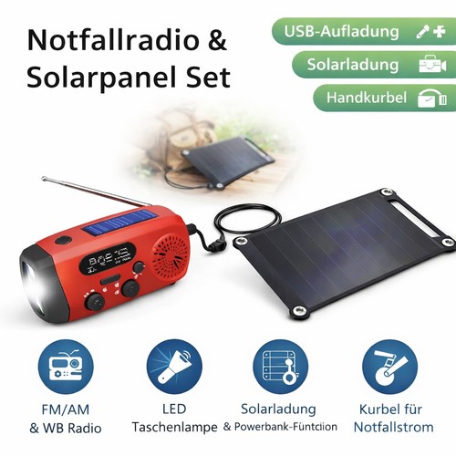 Solar kurbelradio set - solar,
