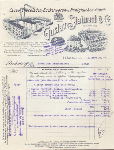 Gera rechnung 1921 - rechnung,