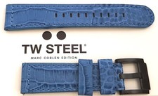 TW STEEL Uhrenband Uhrenarmband Ersatzband 22 mm NEU LEDER BLAU Kroko-Optik 2