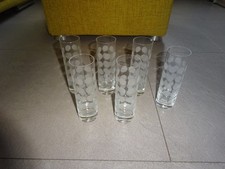 6 Sektflöten Polka Dots 70er Jahre, Gläser, Ingrid Hütte Kurt Wokan