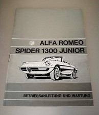 Alfa Romeo Spider 1300 - Betriebsanleitung 1971 Bedienungsanleitung Original 