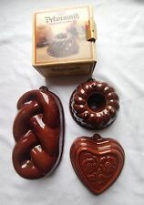 3 x Keramik Backform Gugelhupf Hefezopf Herz Pudding Scheurich Oetker Brau Deko