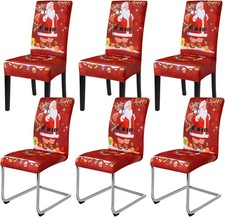 Yugarlibi Weihnachten Stretch Stuhlhussen 6er Set Stuhlbezug Schwingstuhl