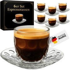 Espresso Tassen 12 tlg Set Espressotassen mit Untertasse Espresso Mokka Gläser