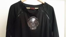 Queen of Darkness goth Black shirt Rubber Skull Zipper Pullover Punk LARP M gay