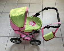 Gebrauchter Bayer Design Puppenwagen 13014 - Pink/Grün mit Fee-Motiv - Gut!