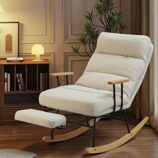 Schaukelstuhl Stillsessel mit Fußstütze Lesesessel  Verstellbarer LiegefläChe