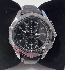 Seiko Coutura Chronograph 7T62-0KX0 Herrenuhr mit Leder Armband schwarz