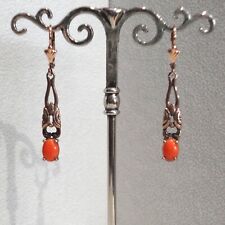 Korallen Schmuck Ohrringe Jugendstil Vintage Retro Silber 925/- antik vergoldet
