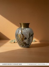 Dekorative Vase 13 cm – Silber-Gold, Craquelé / Metallic-Look, Vintage Stil