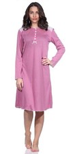 Damen Nachtkleid Nachthemd Sleepshirt mit Knopfleiste;