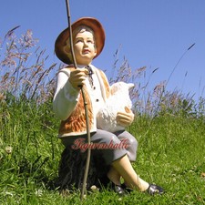Schäfer Schaf Lamm Dekofigur Skulptur Gartenfigur Garten Deko Figur Hiertenjunge