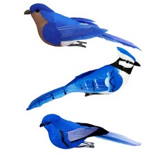 3pcs Blue Feathered Birds