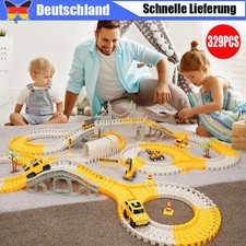 Autorennbahn Rennbahn 6 Cars Bagger Spielzeug Spielzeugautos Autobahn für Kinder