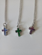 Damen Kreuzanhänger Edelstahl Abalone Muschel  22 cm