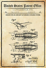Blechschild 20x30 US Patent Düsen Triebwerk Flugzeug historisch   Wand Deko Bar