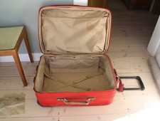 Koffer Reisekoffer Trolley Lancel 2 Rollen Stoff rot Defekt