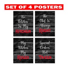 4er Set Humor Küche Zitate