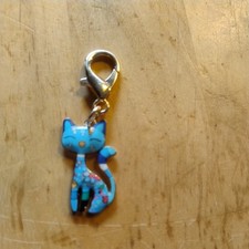 Schlüsselanhänger Katze Im Rosina Wachtmeister Stil, türkis bunt, Katze Ca. 3 Cm