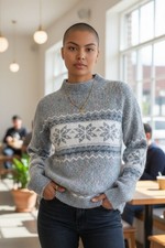 Winter Pullover Pulli Sweater Langarm-Pulli Grobstrick-Pullover Norweger S-XL