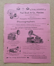 orig. Prospekt Bruck&Co. München / Phonograph Taschenlampe /~1900